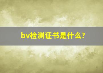 bv检测证书是什么?
