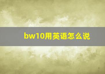 bw10用英语怎么说