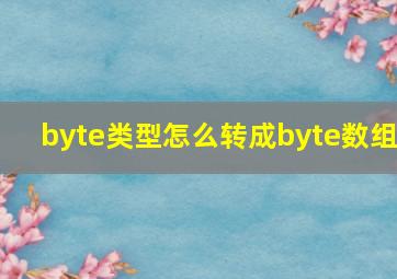 byte类型怎么转成byte数组