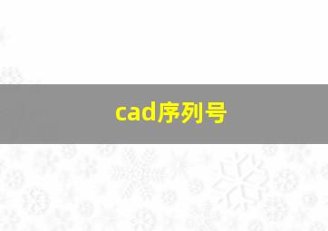 cad序列号