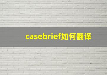 casebrief如何翻译(