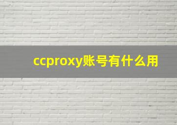 ccproxy账号有什么用(