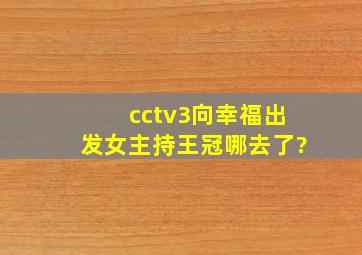 cctv3向幸福出发女主持王冠哪去了?