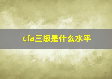 cfa三级是什么水平