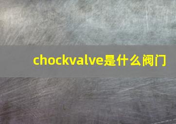 chockvalve是什么阀门