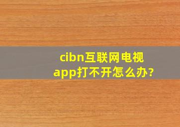 cibn互联网电视app打不开怎么办?