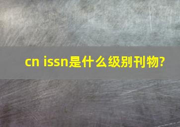 cn issn是什么级别刊物?