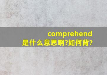 comprehend是什么意思啊?如何背?