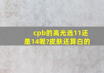 cpb的高光选11还是14呢?皮肤还算白的