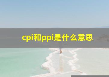 cpi和ppi是什么意思