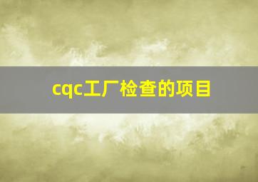 cqc工厂检查的项目