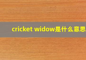 cricket widow是什么意思?
