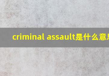 criminal assault是什么意思