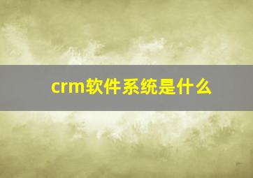 crm软件系统是什么(