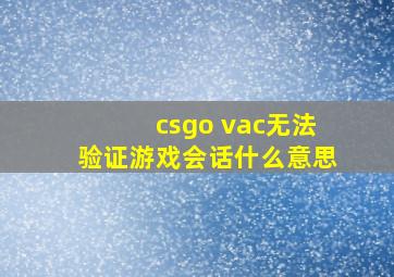 csgo vac无法验证游戏会话什么意思