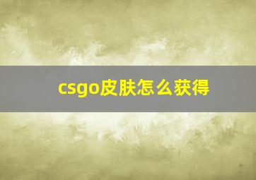 csgo皮肤怎么获得