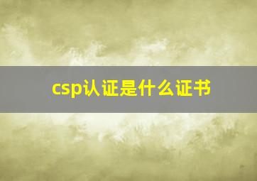 csp认证是什么证书
