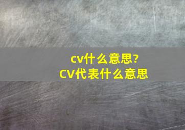 cv什么意思?CV代表什么意思