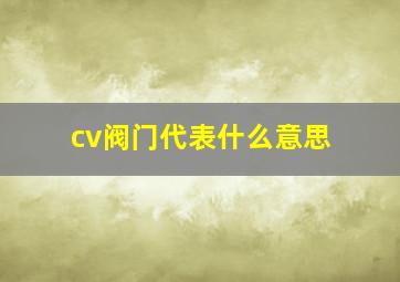 cv阀门代表什么意思