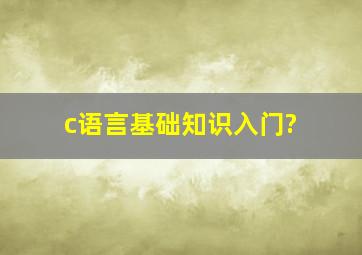 c语言基础知识入门?