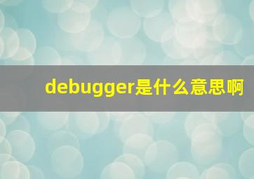 debugger是什么意思啊