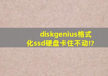 diskgenius格式化ssd硬盘卡住不动!?