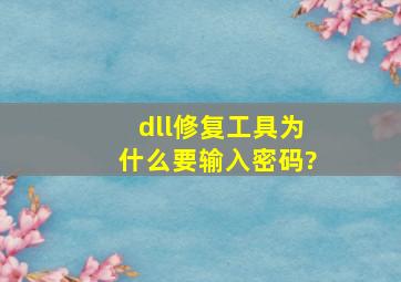 dll修复工具为什么要输入密码?