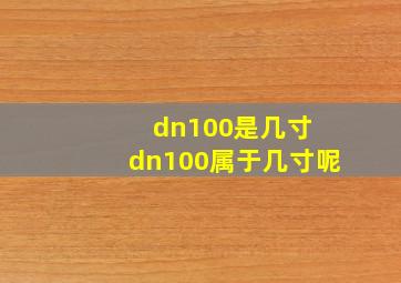 dn100是几寸 dn100属于几寸呢