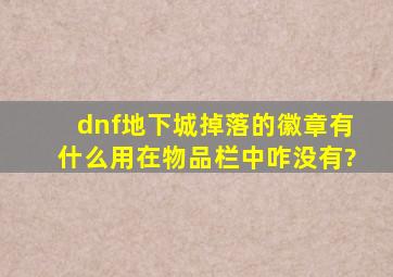 dnf地下城掉落的徽章有什么用,在物品栏中咋没有?