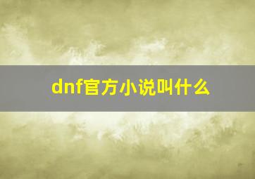 dnf官方小说叫什么