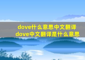 dove什么意思中文翻译 dove中文翻译是什么意思