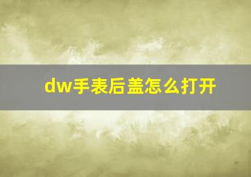 dw手表后盖怎么打开