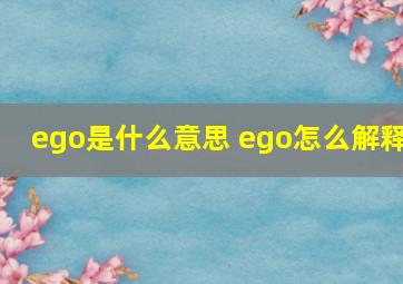 ego是什么意思 ego怎么解释