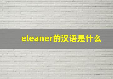 eleaner的汉语是什么