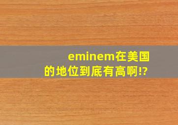 eminem在美国的地位到底有高啊!?