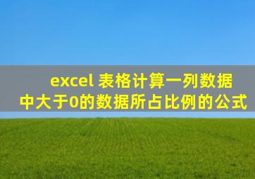 excel 表格计算一列数据中大于0的数据所占比例的公式