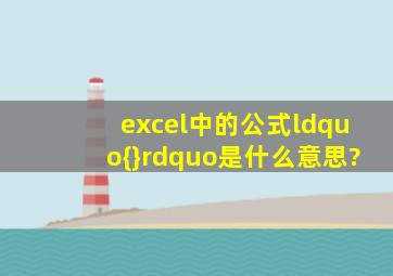 excel中的公式“{}”是什么意思?