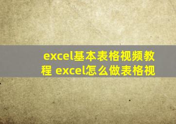 excel基本表格视频教程 excel怎么做表格视