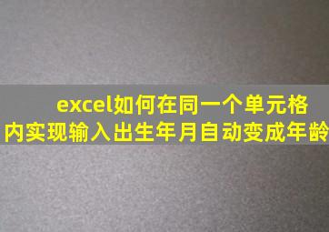 excel如何在同一个单元格内实现输入出生年月,自动变成年龄