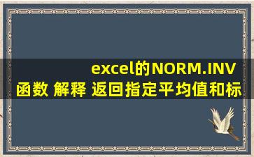 excel的NORM.INV 函数 解释 返回指定平均值和标准偏差的正态累积...