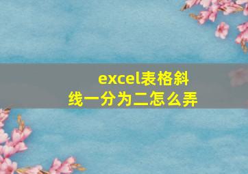 excel表格斜线一分为二怎么弄