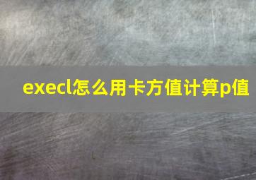 execl怎么用卡方值计算p值