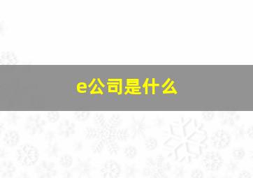 e公司是什么(