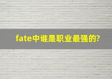 fate中谁是职业最强的?