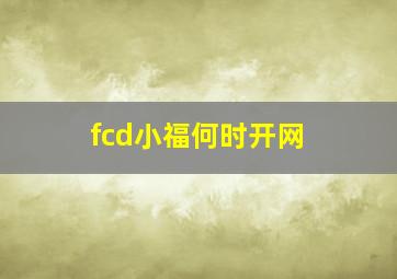 fcd小福何时开网 