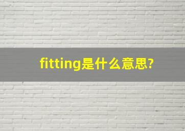 fitting是什么意思?