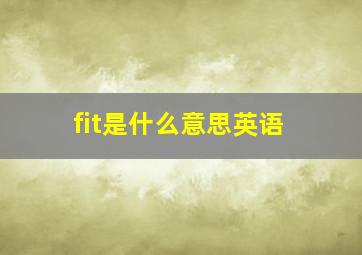 fit是什么意思英语