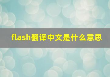 flash翻译中文是什么意思