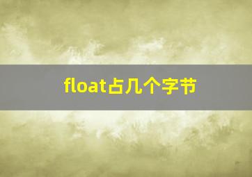 float占几个字节