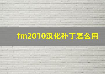 fm2010汉化补丁怎么用